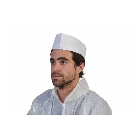 Calot extra-blanc en papier avec liseré couleur 
- Ct de 1000