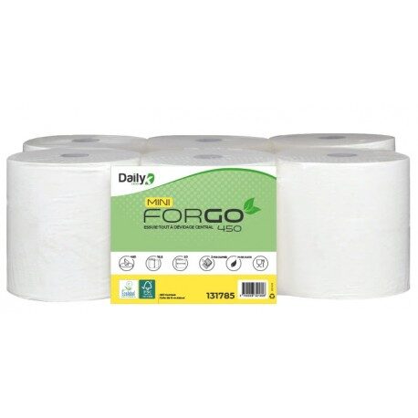 FORGO 450 MINI Essuie-tout 450fts gauf. p.ouate Ecolab. blanc - 6 rlx