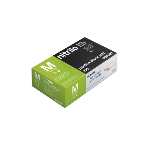 Gants noir nitrile non poudré - Boite de 100