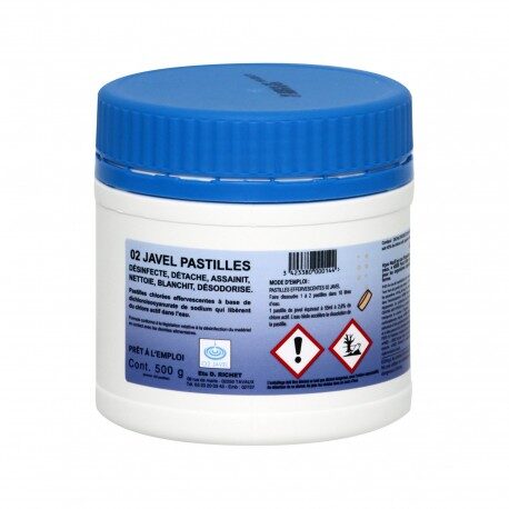 Javel en pastilles chlorées - Boîte de 150 (500g)