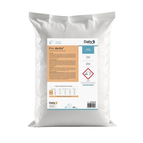 Lessive poudre concentrée 20kg PRO ACTIV' DAILYK PREMIUM - sac 20kg