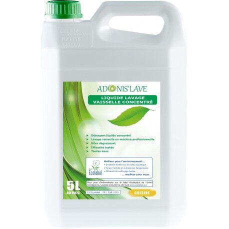 ADONIS' LAVE Liquide vaisselle machine 
ECOLABEL- Bidon 5L