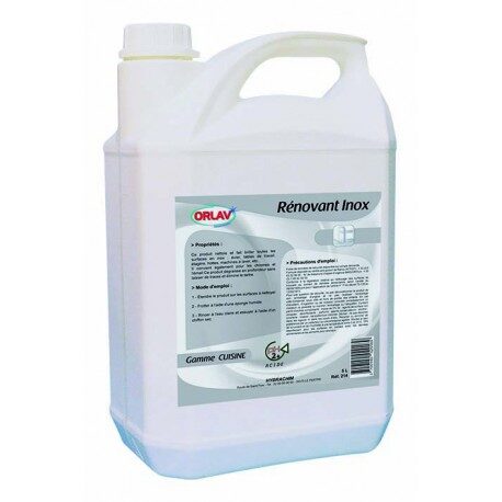 Rénovant Inox - Nettoyant dégraissant 
ORLAV - 214 - Bidon de 5L
